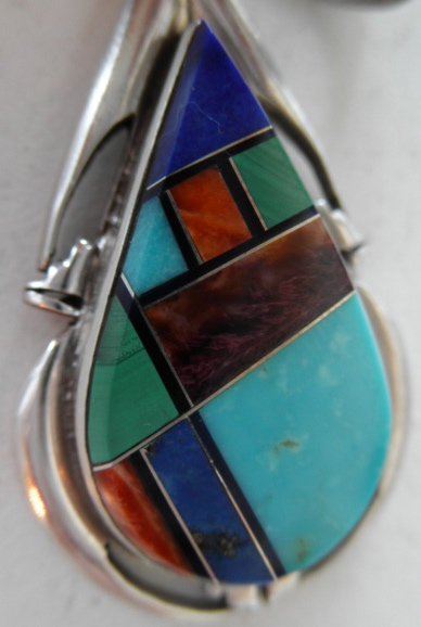 P. Sanchez Sterling Silver Navajo Inlaid Pendant Stones  eBay